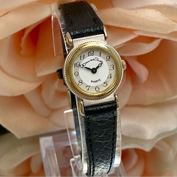 Vintage Oscar de la Renta Dainty Two-Tone Dress Watch with Flexible Lugs - Picture 3 of 16